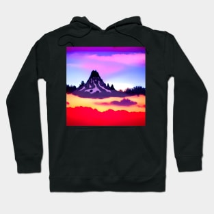 Lonely Mountain Sunset In Surrealistic Wonderland Pop art Hoodie